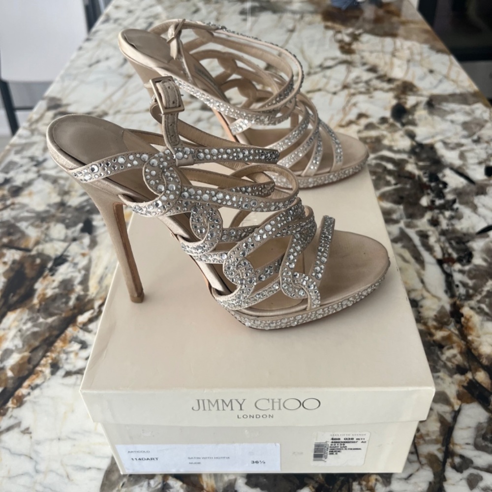 Jimmy Choo Rhinestone Strappy Heels - Picture 2 of 6
